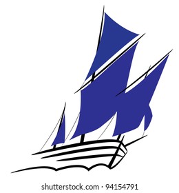 Symbol of a sailing ship under full sail