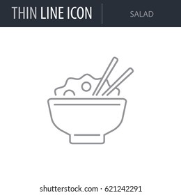 Symbol of Salad. Thin line Icon of Food. Stroke Pictogram Graphic for Web Design. Quality Outline Vector Symbol Concept. Premium Mono Linear Beautiful Plain Laconic Logo