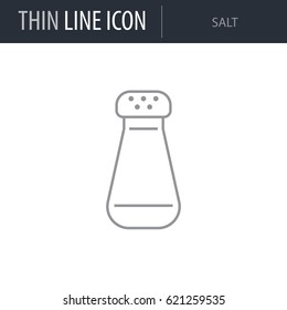 Symbol of Salt. Thin line Icon of Food. Stroke Pictogram Graphic for Web Design. Quality Outline Vector Symbol Concept. Premium Mono Linear Beautiful Plain Laconic Logo