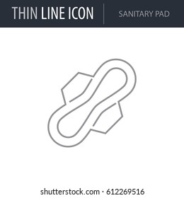 Symbol of Sanitary Pad. Thin line Icon of Hygiene. Stroke Pictogram Graphic for Web Design. Quality Outline Vector Symbol Concept. Premium Mono Linear Beautiful Plain Laconic Logo