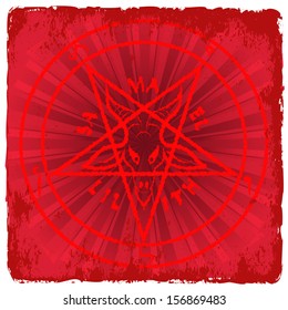 symbol of Satan on red background