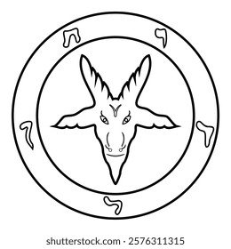 Symbol Satanism of Lavaeus Sigil of Baphomet sign contour outline line icon black color vector illustration image thin flat style