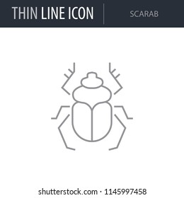 Symbol of Scarab. Thin line Icon of Insect. Stroke Pictogram Graphic for Web Design. Quality Outline Vector Symbol Concept. Premium Mono Linear Beautiful Plain Laconic Logo