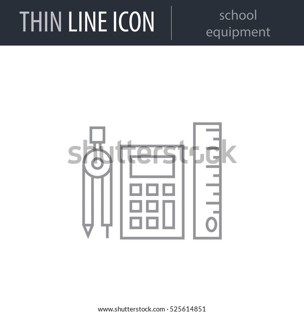 Symbol of school equipment Thin line Icon of\
Education Essentials. Stroke Pictogram Graphic for Web Design.\
Quality Outline Vector Symbol Concept. Premium Mono Linear\
Beautiful Plain Laconic\
Logo