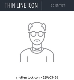 Symbol of Scientist Thin line Icon of Different People. Stroke Pictogram Graphic for Web Design. Quality Outline Vector Symbol Concept. Premium Mono Linear Beautiful Plain Laconic Logo