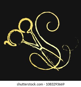 Symbol of scissors for a beauty salon of gold color