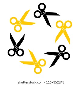 Symbol scissors  rotate Cosmetics, logo beauty salon