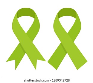 Symbol of Scoliosis. Green ribbon