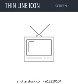 Symbol of Screen. Thin line Icon of Inear Household Elements. Stroke Pictogram Graphic for Web Design. Quality Outline Vector Symbol Concept. Premium Mono Linear Beautiful Plain Laconic