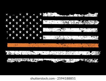 Symbol Of Search And Rescue Officers. Thin Orange Line Flag. 