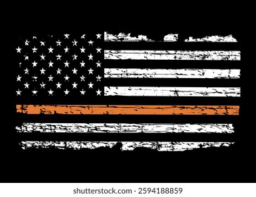 Symbol Of Search And Rescue Officers. Thin Orange Line Flag. 