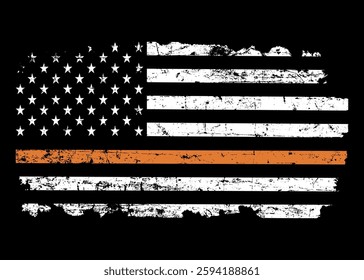 Symbol Of Search And Rescue Officers. Thin Orange Line Flag. 