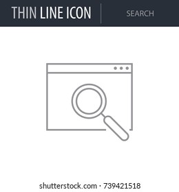 Symbol of Search. Thin line Icon of Seo Elements. Stroke Pictogram Graphic for Web Design. Quality Outline Vector Symbol Concept. Premium Mono Linear Beautiful Plain Laconic Logo