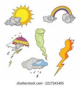 symbol of seasons set cartoon drawing illustration