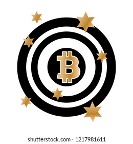 The symbol of a secure cryptocurrency is bitcoin. Web and Internet money . Vector illustration.