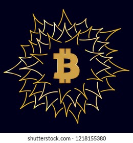 The symbol of a secure cryptocurrency bitcoin. Web and Internet money . Vector illustration.