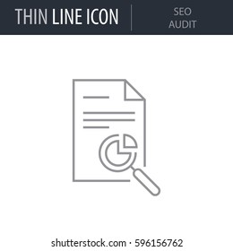 Symbol of Seo Audit. Thin line Icon of Seo And Web Optimization. Stroke Pictogram Graphic for Web Design. Quality Outline Vector Symbol Concept. Premium Mono Linear Beautiful Plain Laconic Logo
