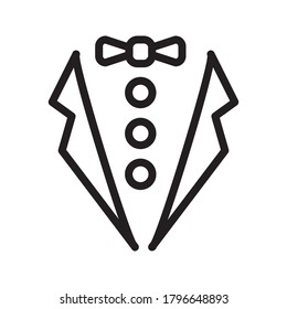 Symbol service dinner jacket bow Tuxedo concept Tux sign Butler gentleman idea Waiter suit icon