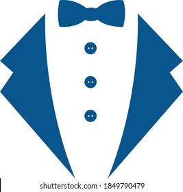 Símbolos servicio cena chaqueta arco. Concepto de Tuxedo. Tux firma la idea del caballero Butler
