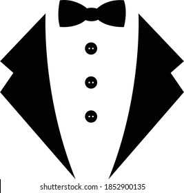 Symbol service dinner jacket bow. Tuxedo concept. Tux sign Butler gentleman idea