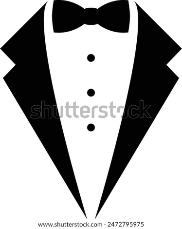 Symbol service dinner jacket bow. Tuxedo concept. Tux sign Butler gentleman idea