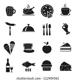 Symbol set of black color with food.Vector. EPS-10 (non transparent elements, non gradient)