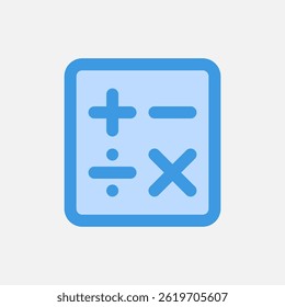 Symbol set illustrating basic mathematical operations for educational materials, apps, or websites.