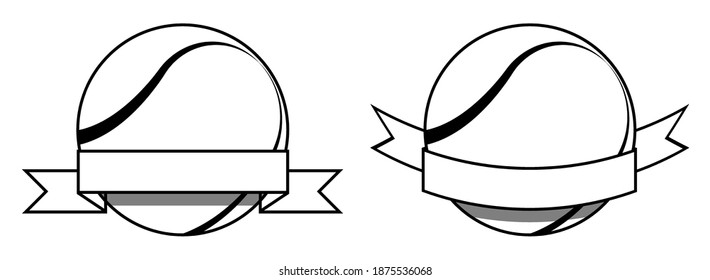 symbol set, sport ball for tennis on white background with ribbon. Tennis competition. Isolated vector