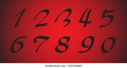 Symbol set. Vector illustration,Numbers colourful set in vintage style. Vector elements illustration template for web design or greeting.