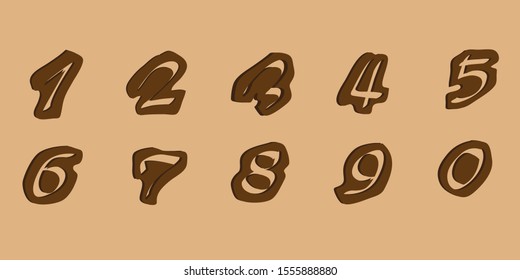 Symbol set. Vector illustration,Numbers colourful set in vintage style. Vector elements illustration template for web design or greeting.