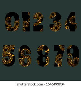 Symbol set. Vector illustration,Numbers colourful set in vintage style. Vector elements illustration template for web design or greeting.