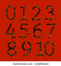 Symbol set. Vector illustration,Numbers colourful set in vintage style. Vector elements illustration template for web design or greeting. mandala style.