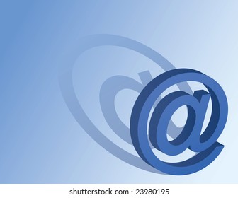 At Symbol with Shadow on a Blue Background