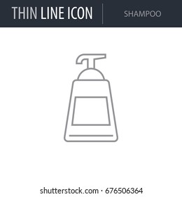 Symbol of Shampoo. Thin line Icon of Hairdressing Salon. Stroke Pictogram Graphic for Web Design. Quality Outline Vector Symbol Concept. Premium Mono Linear Beautiful Plain Laconic Logo