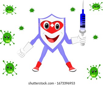 symbol of the shield against the virus,Vector illustration of corona covid-19 virus.