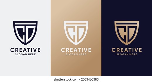 Symbol of shield logo design initial letter CD with creative modern concept. Logo design template for business company and personal
