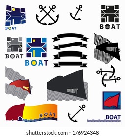 Symbol ship. Set of images dedicated to nautical theme.Vector illustration.