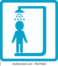 symbol of shower room with man silhouette