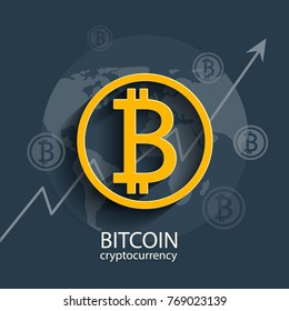 Symbol or sign of Bitcoin. Vector illustration of cryptocurrency for using in different web and other projects and mobile applications.