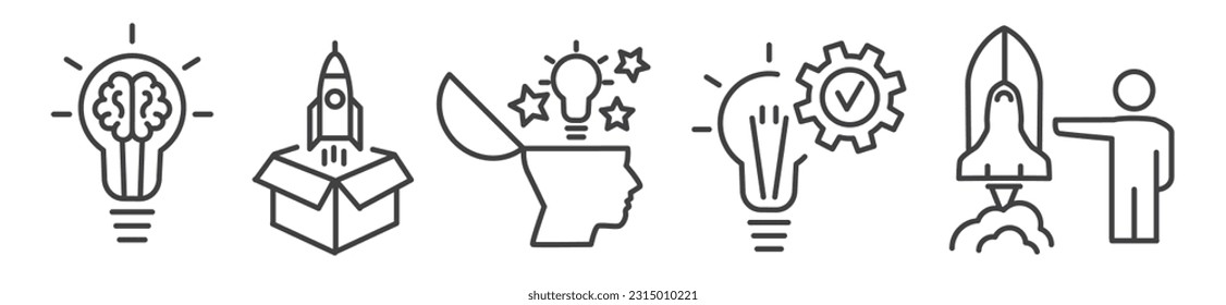 symbol and sign of create ideas and thinking outside the box - vector icon collection on white background