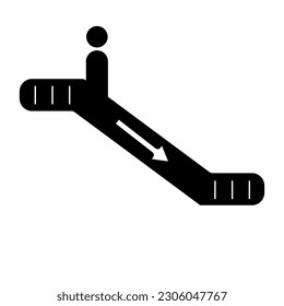 Symbol sign. Escalator going down pictogram. Down escalator sign, with white background
