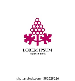 Symbol sign of grapes on a white background. For wine list, bar menu, alcohol drinks, wine label.