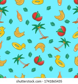 symbol and sign icon cute doodle in summer cute cartoon pattern seamless