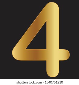symbol sign number 4 on a black background in a golden gradient