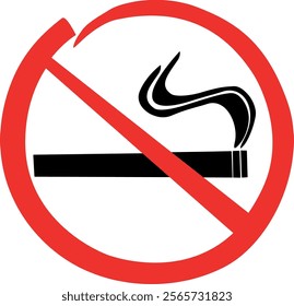 The symbol of the “No Smoking” sign. Smoking is prohibited.  No smoking vector illustration.