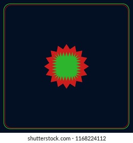 symbol sign, star, rays, petals, sun, color background