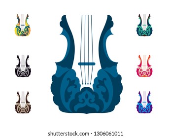 Symbol sign violin made flowers vector set stringed bowed musical instrument