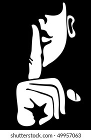 Symbol for silence, face with finger on lips gesture