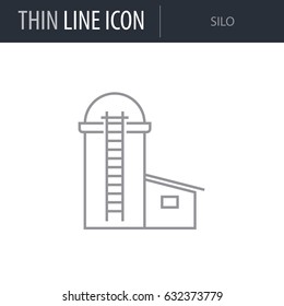 Symbol of Silo. Thin line Icon of Farming. Stroke Pictogram Graphic for Web Design. Quality Outline Vector Symbol Concept. Premium Mono Linear Beautiful Plain Laconic Logo