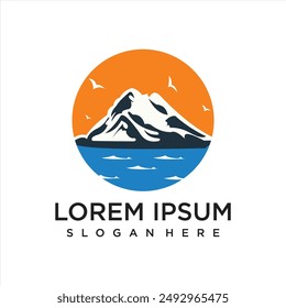 Symbol simple Mountain Logo with line art style Illustration logo design